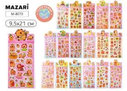 Наклейки декоративные КАПИБАРА, 9.5*21 см, 18 дизайнов