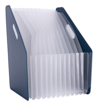 Накопитель  д\бумаг верт. с 13 прозр.отд., складной  темно-синий