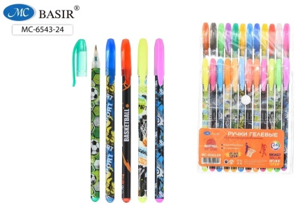 Ручки гелевые. "СПОРТ". Набор 24 цв. Ароматизированные, 12 с блёстками, 12 флуоресцентных.