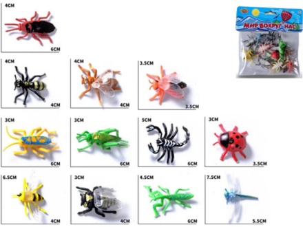 Набор фигурок "Насекомые" 12 предметов