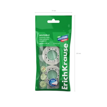 Набор из 2 клейких лент ErichKrause Невидимая, 18ммх20м, прозрачная с матовой поверхностью (в пакете