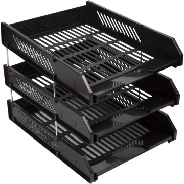 Лоток д\бумаг гориз. 3-х секционный, черный