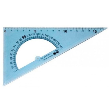 Треугольник пластик 30*17см с транспортиром ассорти ПЧЕЛКА ТТ-17