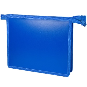 Папка д/тетрад. А5 (230*190*25) 1отд. молния сверху "Офис непрозр. Синяя"