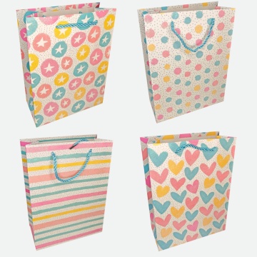 Пакет подар. бумажн. 18*24*8,5 см 210 гр/м2 Pink dream, 4 дизайна