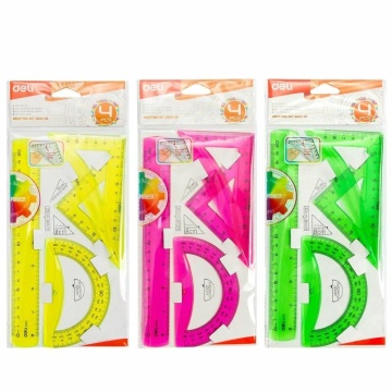 Набор геометрический Deli (2треуг., 20см лин.), флуор.
