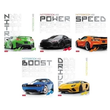 Тетрадь А5 48л кл. Hatber "Street Car" глянц.лам., 5диз.в блоке