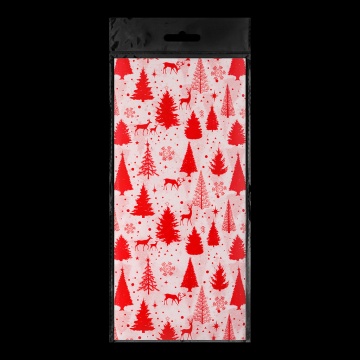 Набор ErichKrause Decor 4 листа упаковочной бумаги тишью Елочки красные 50х70см