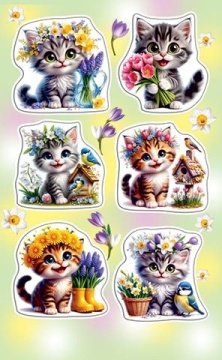 Наклейки детские 15*9см  "Котики"