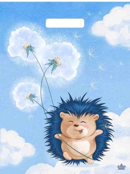 Пакет 40*31см (60мк) с вырубной ручкой "Ежик с одуванчиком" Глянец ПВД