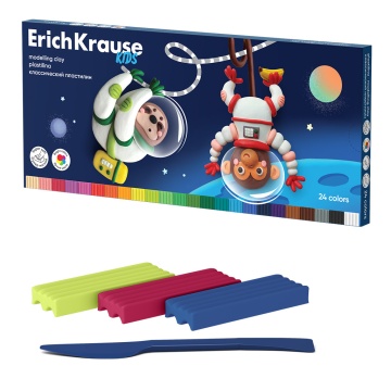 Пластилин 24цв 432гр. Erich Krause Kids Space Animals со стеком