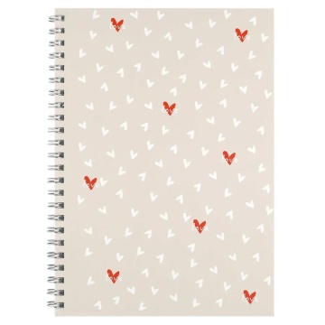 Блокнот А5  48л гребень "Сердечки на бежевом" кл., мат.лам.