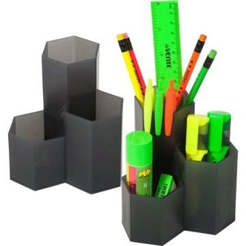 Подставка наст. "Combs" 11,5*11,5*12см , пластиковая, цвет дымчато-серый