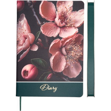 Ежедневник недат. А5 deVENTE Greta" 272стр., зеленый с цветком, мяг..обл.,кожзам., ляссе