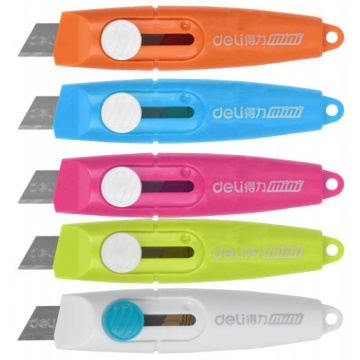 Нож канцелярский Deli. Vivid Mini 9 мм, мет.направл., корп. ассорти