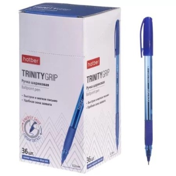 Ручка шар. Hatber "Тринити Плюс" синяя, маслян.осн., 0,7мм