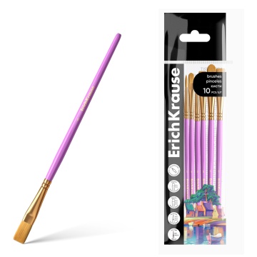 Кисти ErichKrause Art Spirit для рисования и декорирования, синтетика, розовые, 10 штук (в полибеге