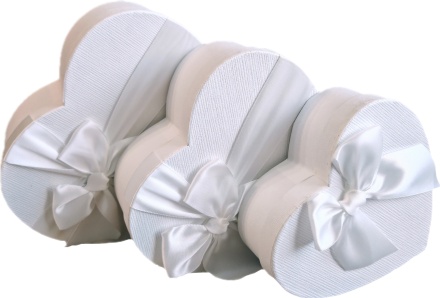 Набор подарочных коробок  3в1 "Сердце" с бантом, белый 16*14*6, 19*17*7.5, 22*20*9см