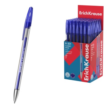 Ручка гелевая ErichKrause R-301 Gel Stick Classic 0.5, цвет чернил синий (в коробке по 50 шт.)