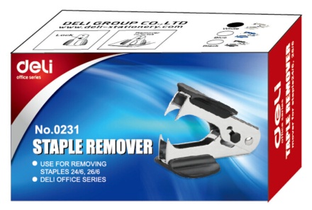 Антистеплер Deli 24/6, 26/6 , с фиксатором, ассорти