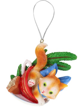 Подвесное украшение  7см "Котик в чашке" из полирезины