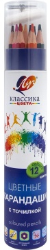 Карандаши цвет. 12цв  Луч "Классика", деревянные, в тубусе