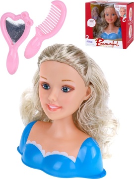Кукла-манекен для создания причесок 24см в наборе зеркало, расческа