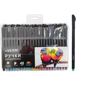 Набор капиллярных ручек "deVENTE. Drops" 0.4мм, 48цв.,черный корпус