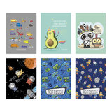 Блокнот А7. 75*105 мм. 40 л. Гребень, клетка, фольга. TWIN лак. "МИКС-4" 6 видов