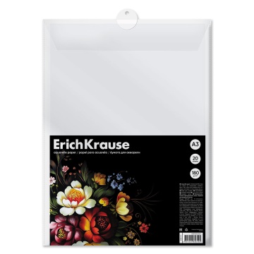 Бумага для акварели в пластиковой папке ErichKrause Folk Motives, А3, 20 листов