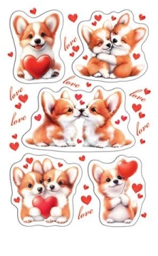 Наклейки детские 15*9см "Корги"