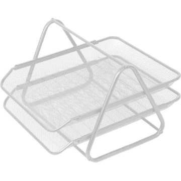 Лоток д\бумаг гориз. 2-х секционный металлический, серый