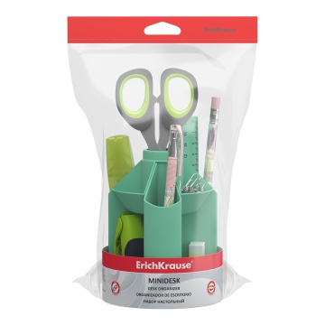 Набор настольный вращающийся пластиковый ErichKrause Мини органайзер, Пудра, оливковый