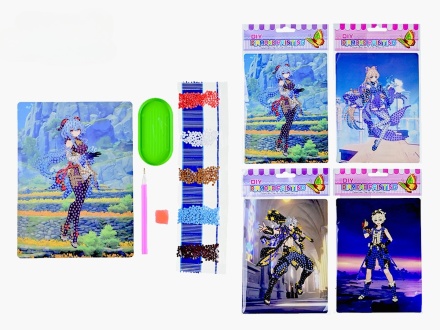 Мозаика алмазная. АНИМЕ. 13,5*23 см. Картонная основа. Частичн.выкладка. 4 дизайна а ассортименте