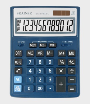 Калькулятор  12 разр. Skainer  настольный проф., двойное питание, синий SK-888XBL
