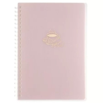 Тетрадь А5 пластик, эластичн.гребень, 80л. "Кофейные истории. Чашка кофе" тисн.фольгой