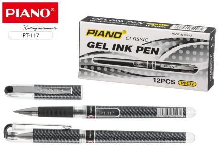Ручка гелевая. PIANO CLASSIC. Чёрный корпус, пиш.узел 0,7 мм. Чёрная
