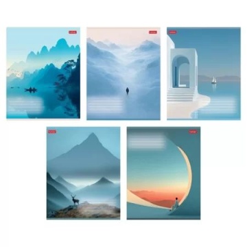 Тетрадь А5 18л ЛИН. Hatber "Природа тишины" тисн., 5 диз.в блоке