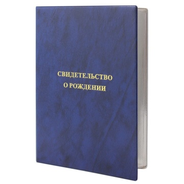 Папка Адресная А4 "Свидетельство о рождении" тиснение фольгой, синяя