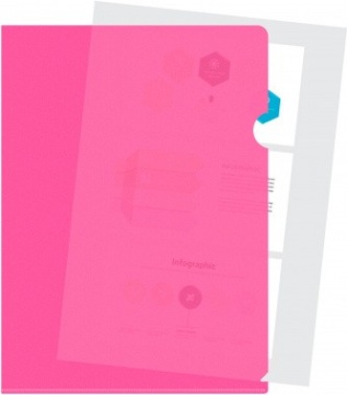 Папка уголок Бюрократ Double Neon DNECPINK A4 пластик 0.18мм розовый