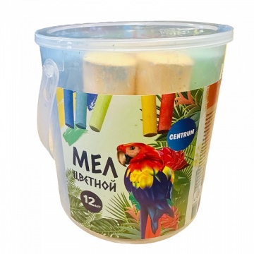Мел цветной асфальт. 12шт. "Jumbo", в ведерке, D25мм, дл.105мм