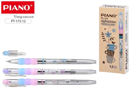 Шариковая ручка: на масляной основе, прозрачный корпус с рисунком, разноцветный резиновый держатель, колпачок с клипом.цвет чернил-синий,0,5mm