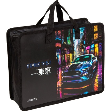 Папка А4 (335*260*100) с ручками, молния, пластик" Label. Tokyo Drift"