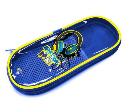 Пенал-косметичка с откид.планкой (220*90*25) молния, ПВХ, карман "Наушники арт"