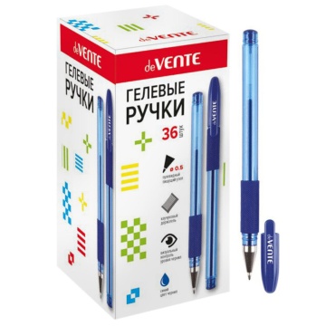 Ручка гелевая deVENTE 0,5мм, каучук. держат., синяя