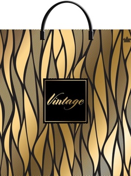 Пакет 36*37см (100мк) с пластиковой ручкой "Винтаж голд" ПВД