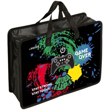 Папка А4 (335*260*100) с ручками, молния, пластик"Level Up Game"