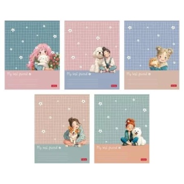 Тетрадь А5 48л кл. Hatber "Пушистые объятия" 5 диз.в блоке