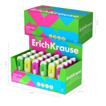 Нож канцелярский ErichKrause Spark Mini Neon, с керамическим лезвием,  автоматической фиксацией лезв