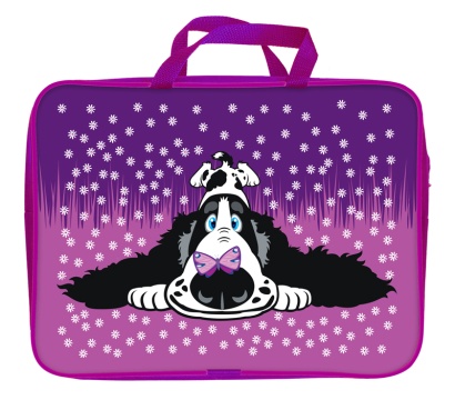 Папка А4 (360*270*80) с ручками, молния, ткань "Пес и бабочка "